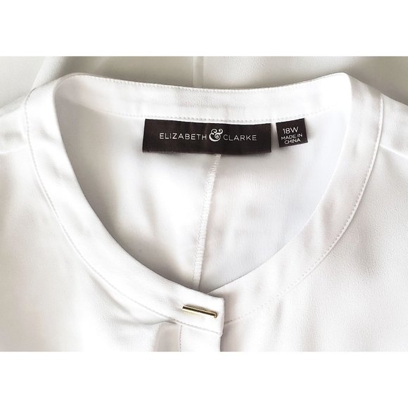 Elizabeth & Clarke NW0T Flounce Sleeveless Blouse Top White Stain Tech Sz 18W - Picture 8 of 9